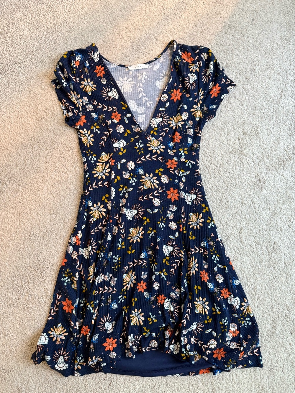 Women’s Navy Floral V-Neck Dress